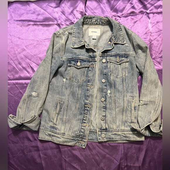 Old Navy Distressed Jean Jacket - Picture 2 of 4